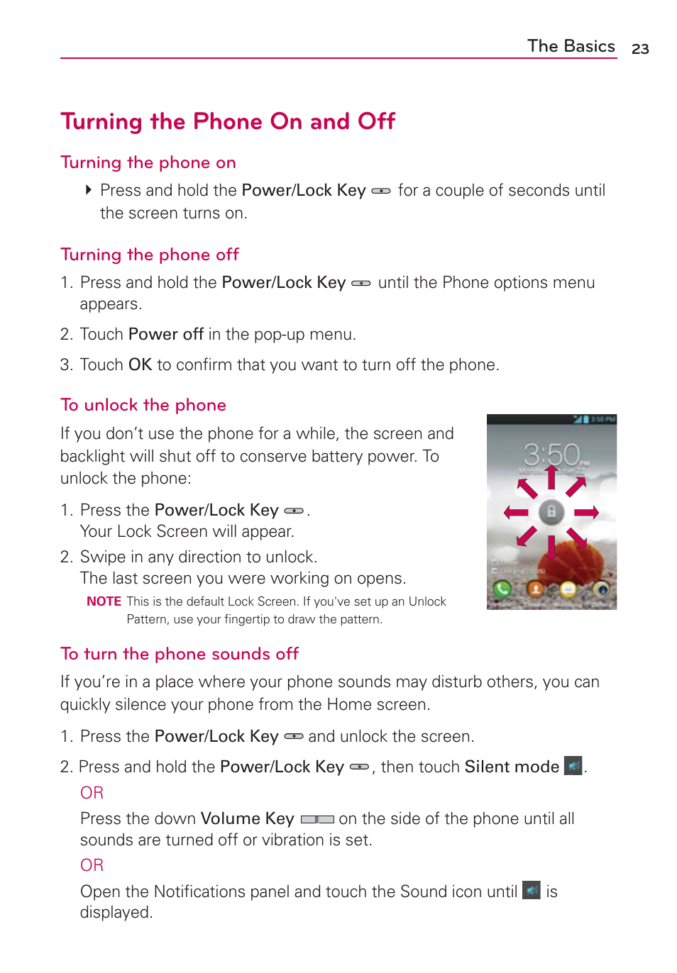 Turning the phone on and off | LG LW770 User Manual | Page 25 / 202