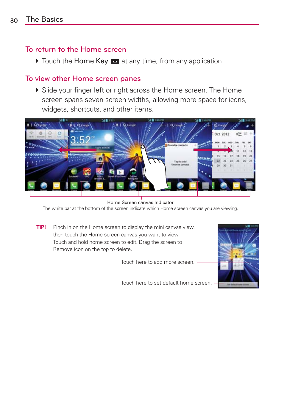 The basics to return to the home screen | LG LW770 User Manual | Page 32 / 202