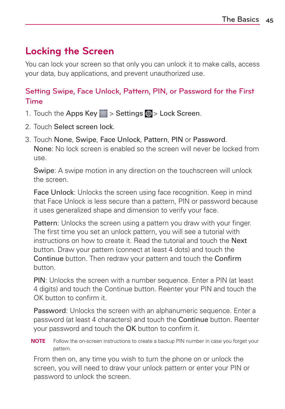 Locking the screen | LG LW770 User Manual | Page 47 / 202