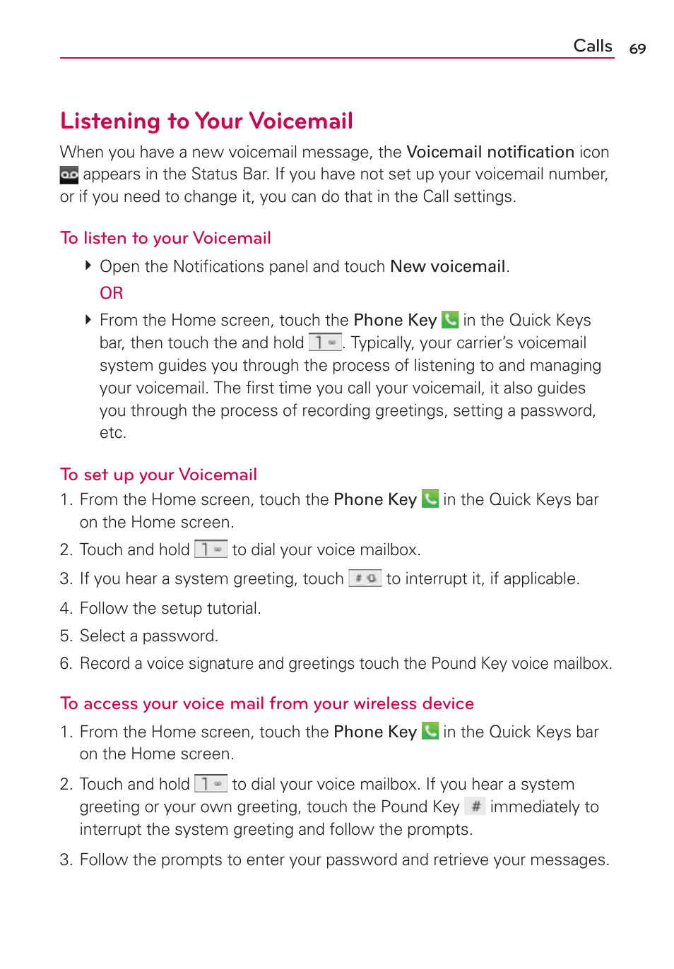 Listening to your voicemail | LG LW770 User Manual | Page 71 / 202