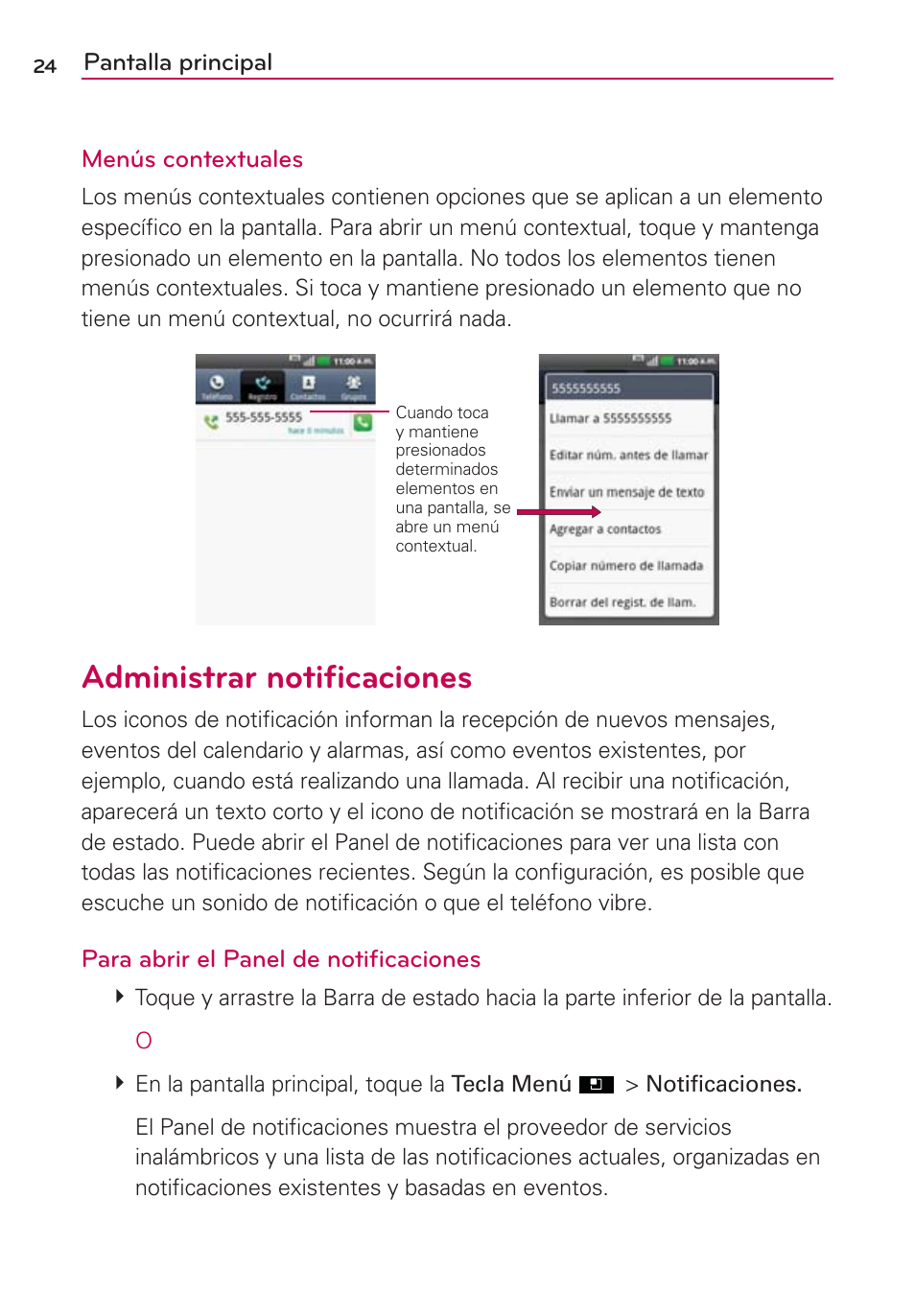 Administrar notiﬁcaciones | LG AS695 User Manual | Page 168 / 300