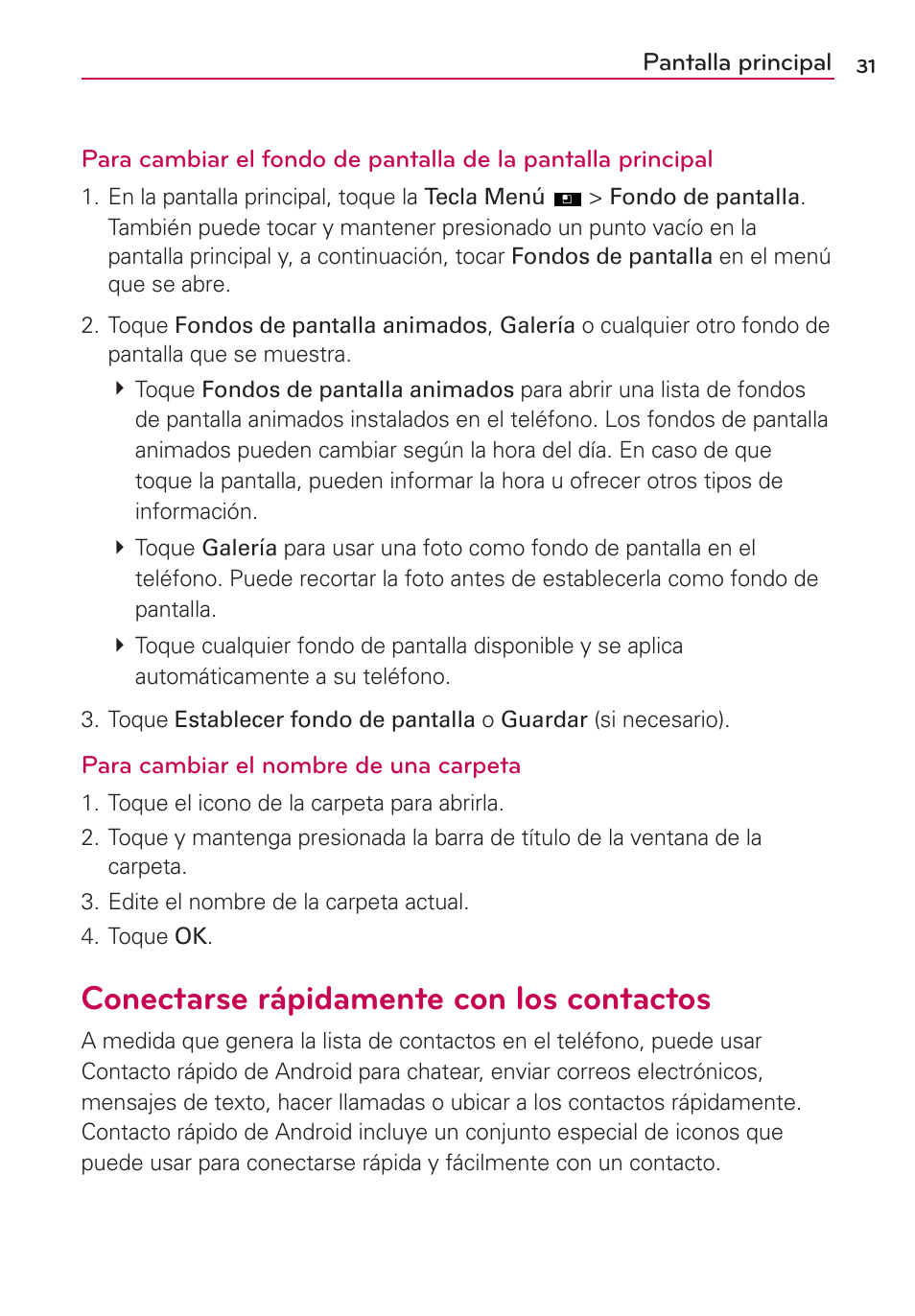 Conectarse rápidamente con los contactos | LG AS695 User Manual | Page 175 / 300