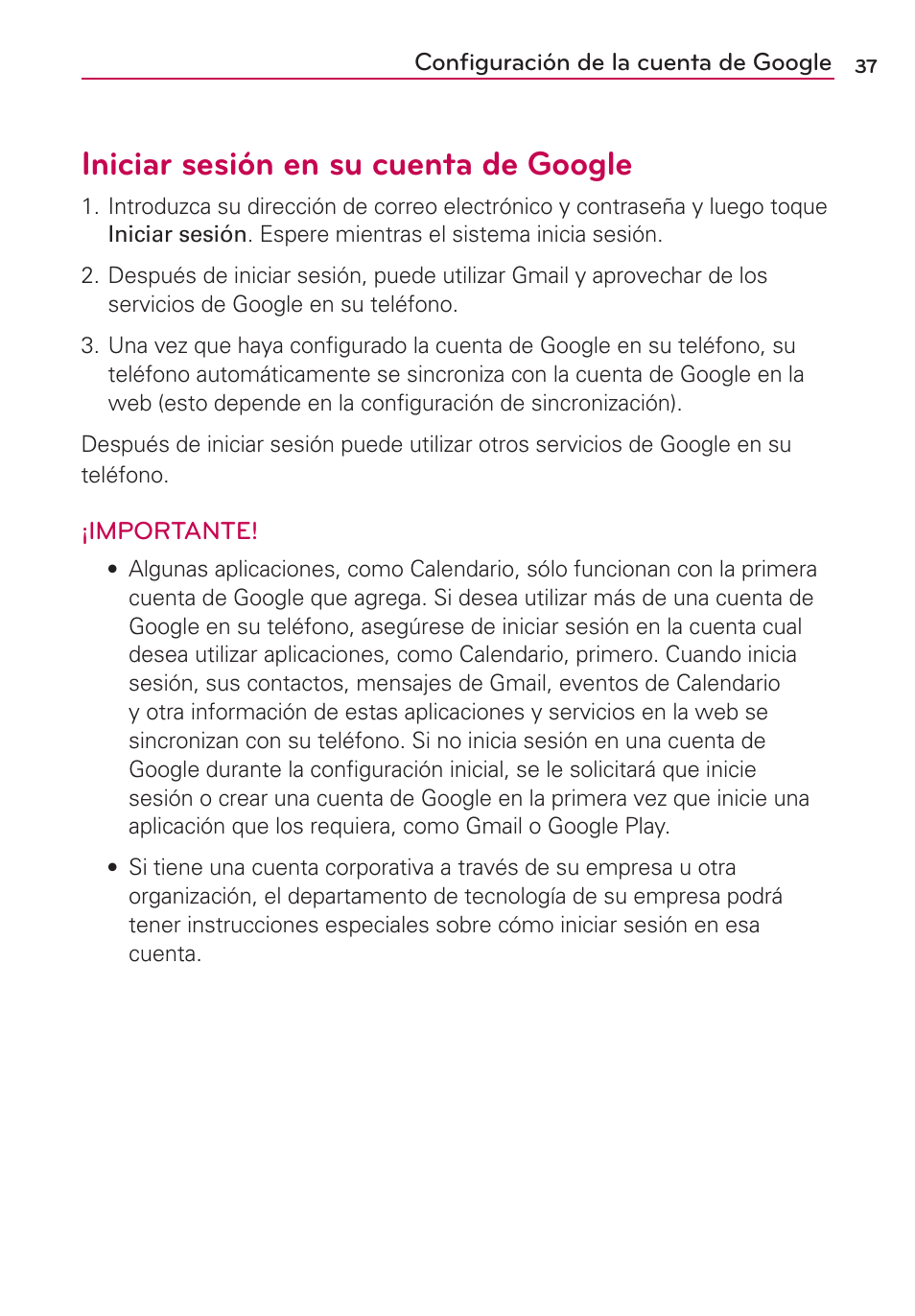 Iniciar sesión en su cuenta de google | LG AS695 User Manual | Page 181 / 300