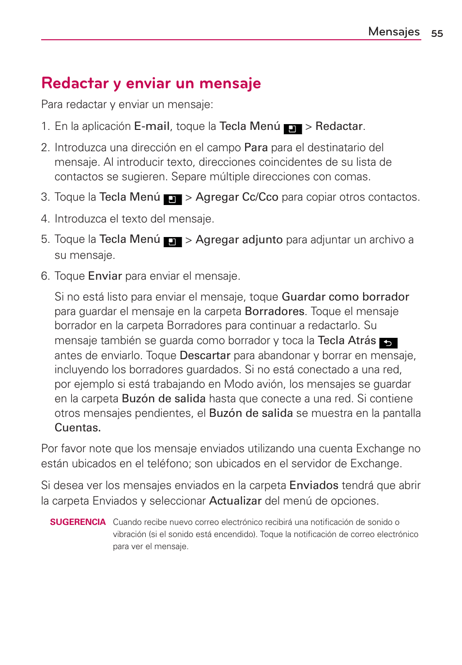 Redactar y enviar un mensaje | LG AS695 User Manual | Page 199 / 300