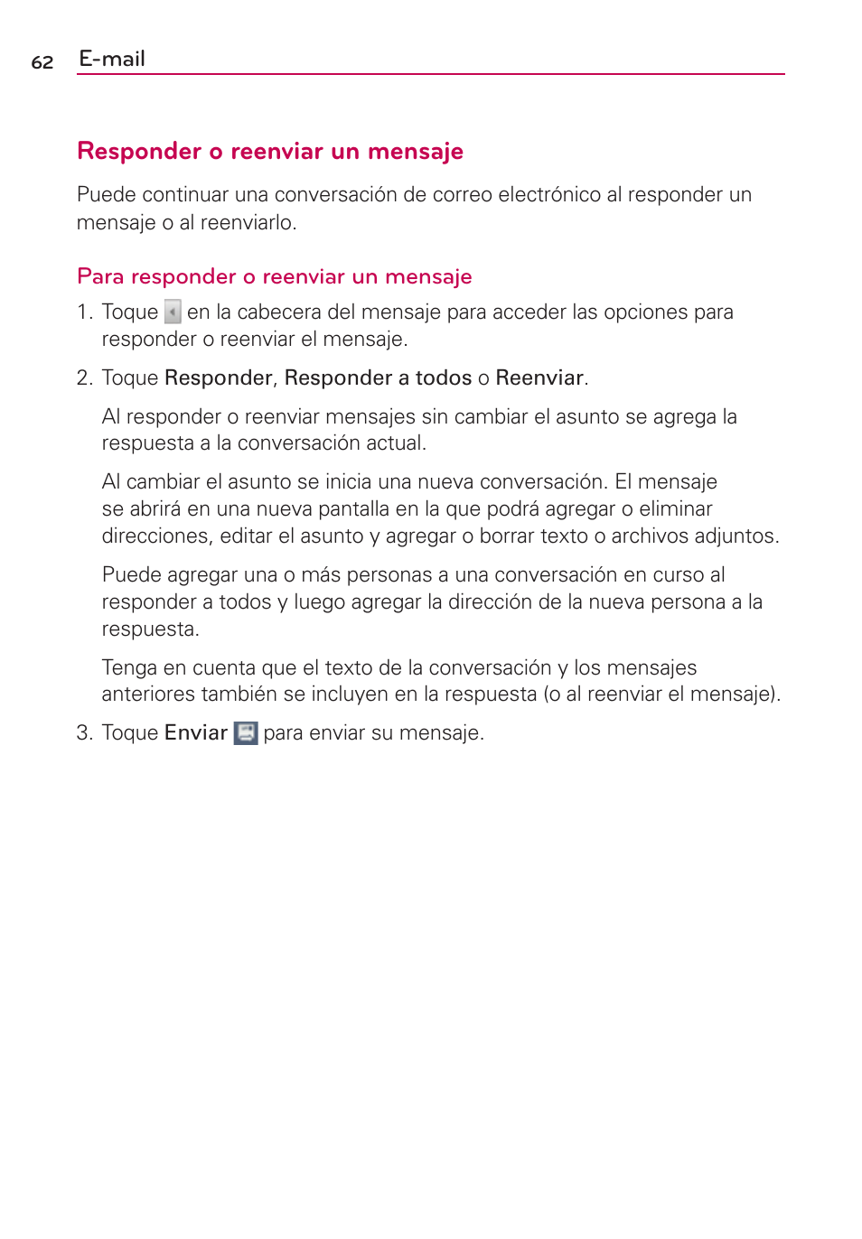 Responder o reenviar un mensaje | LG AS695 User Manual | Page 206 / 300