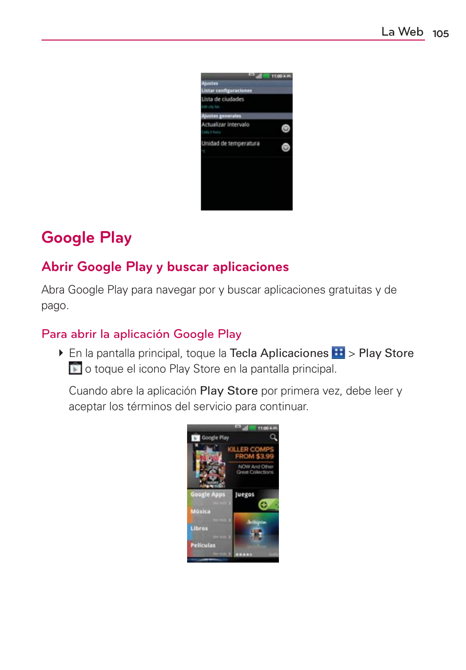 Google play, Abrir google play y buscar aplicaciones | LG AS695 User Manual | Page 249 / 300