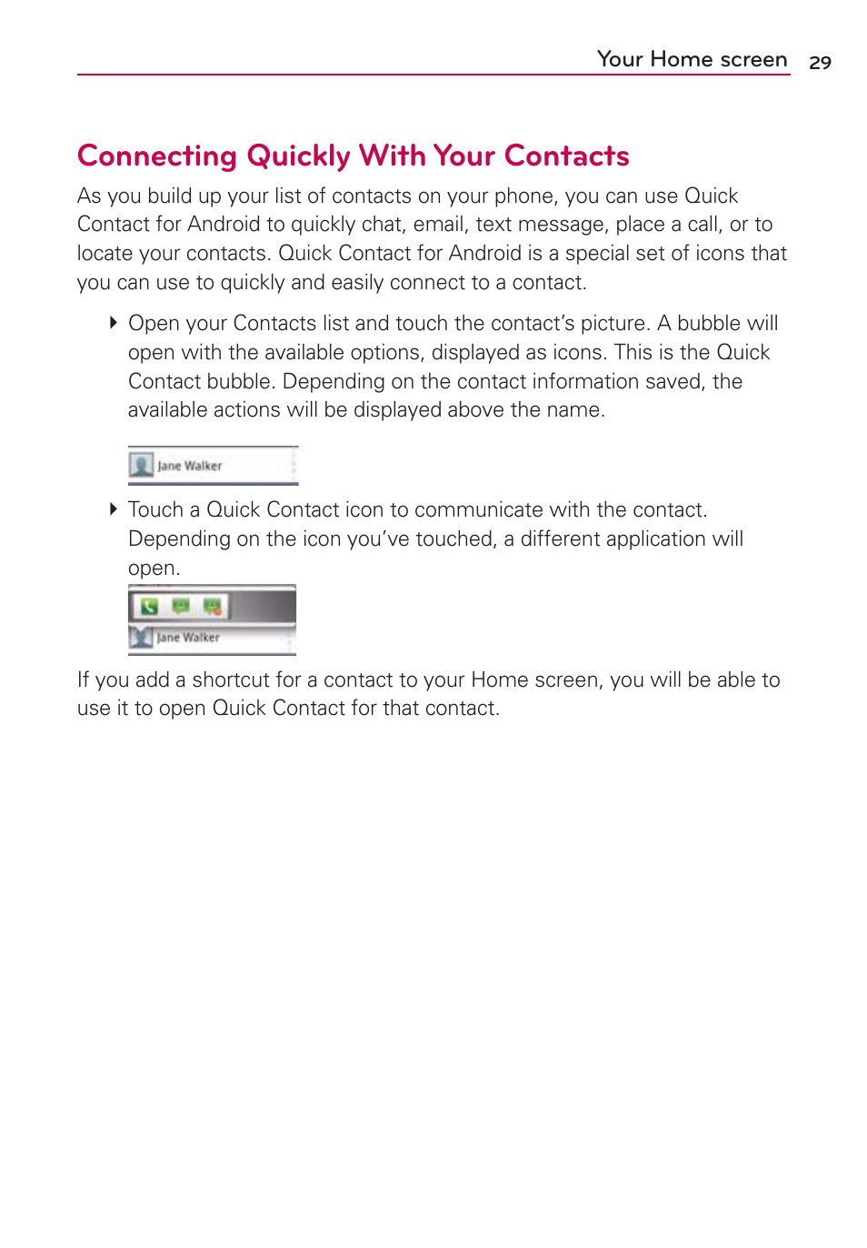 Connecting quickly with your contacts | LG AS695 User Manual | Page 31 / 300