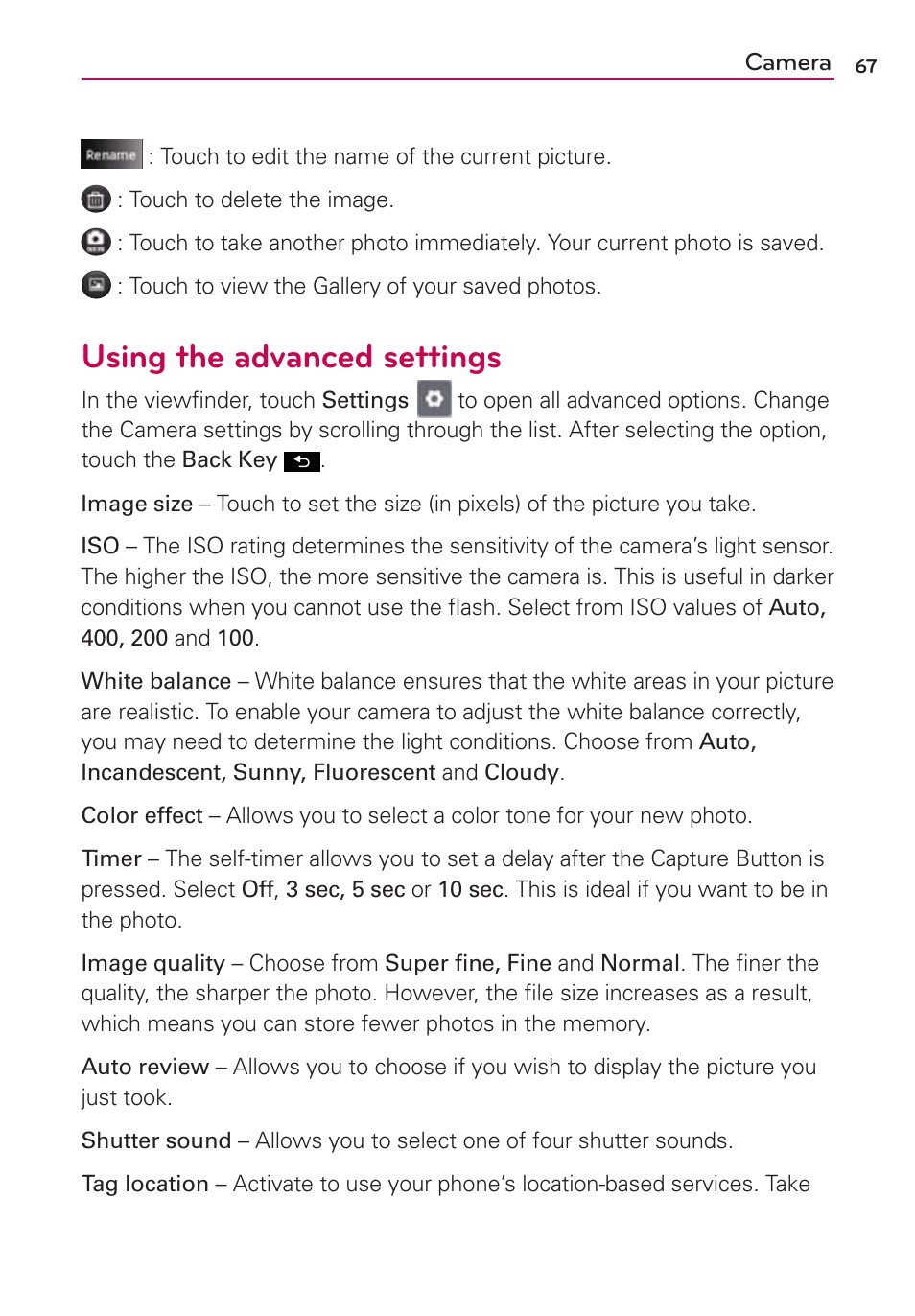 Using the advanced settings | LG AS695 User Manual | Page 69 / 300