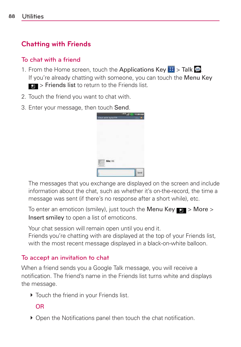 Chatting with friends | LG AS695 User Manual | Page 90 / 300