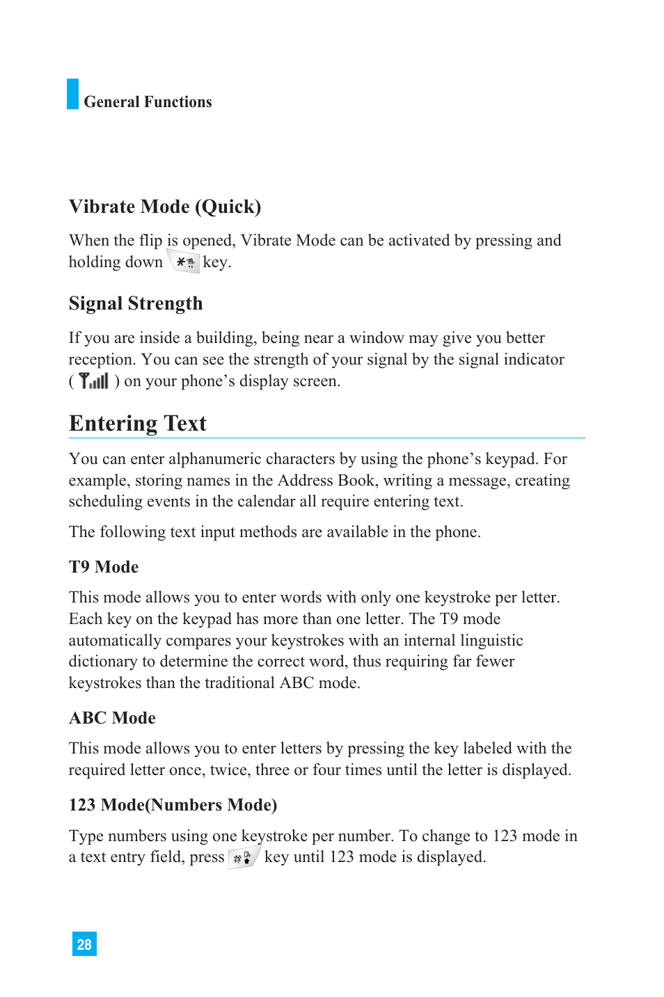 Entering text | LG L1150 User Manual | Page 31 / 134