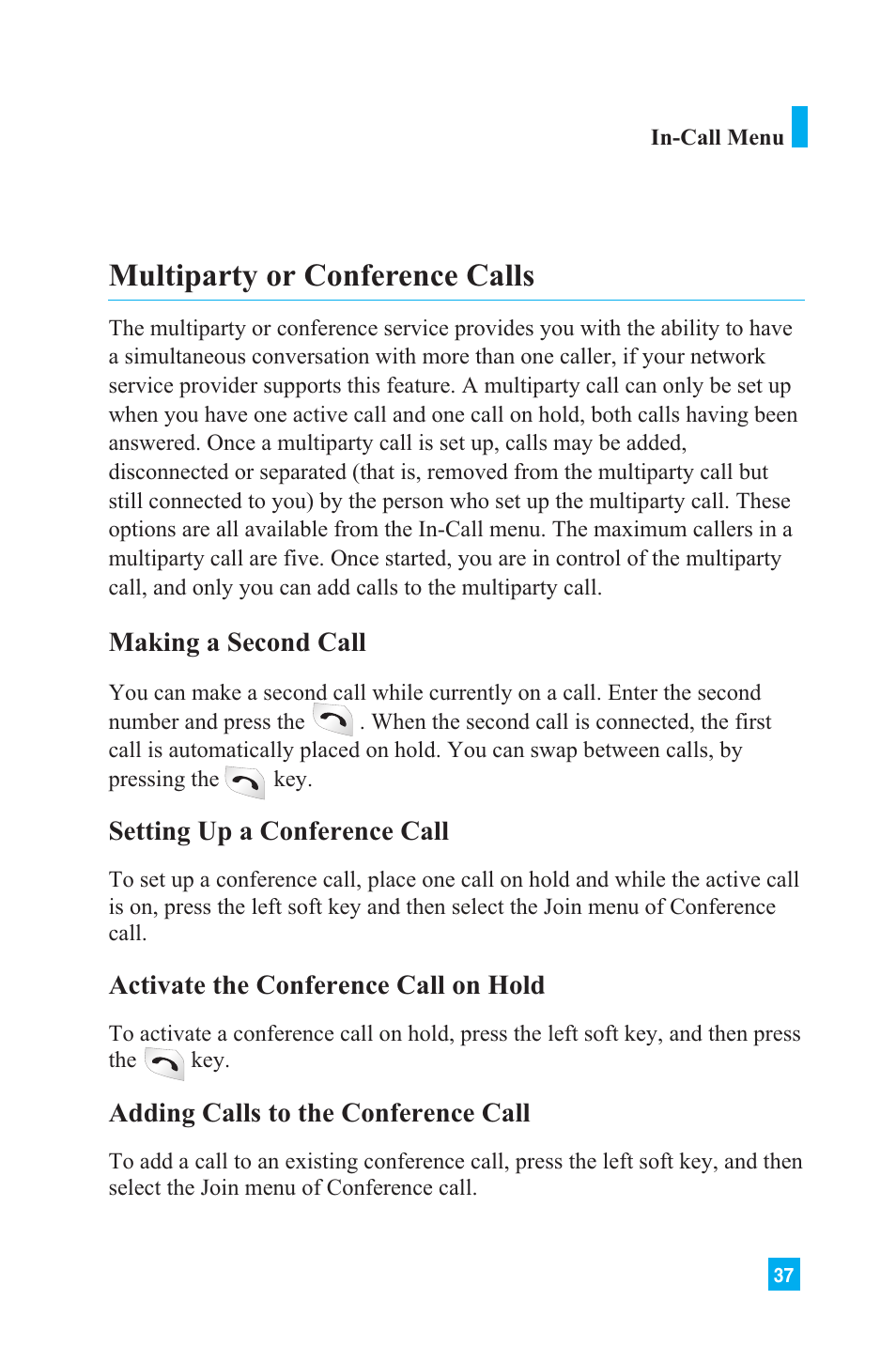 Multiparty or conference calls | LG L1150 User Manual | Page 40 / 134