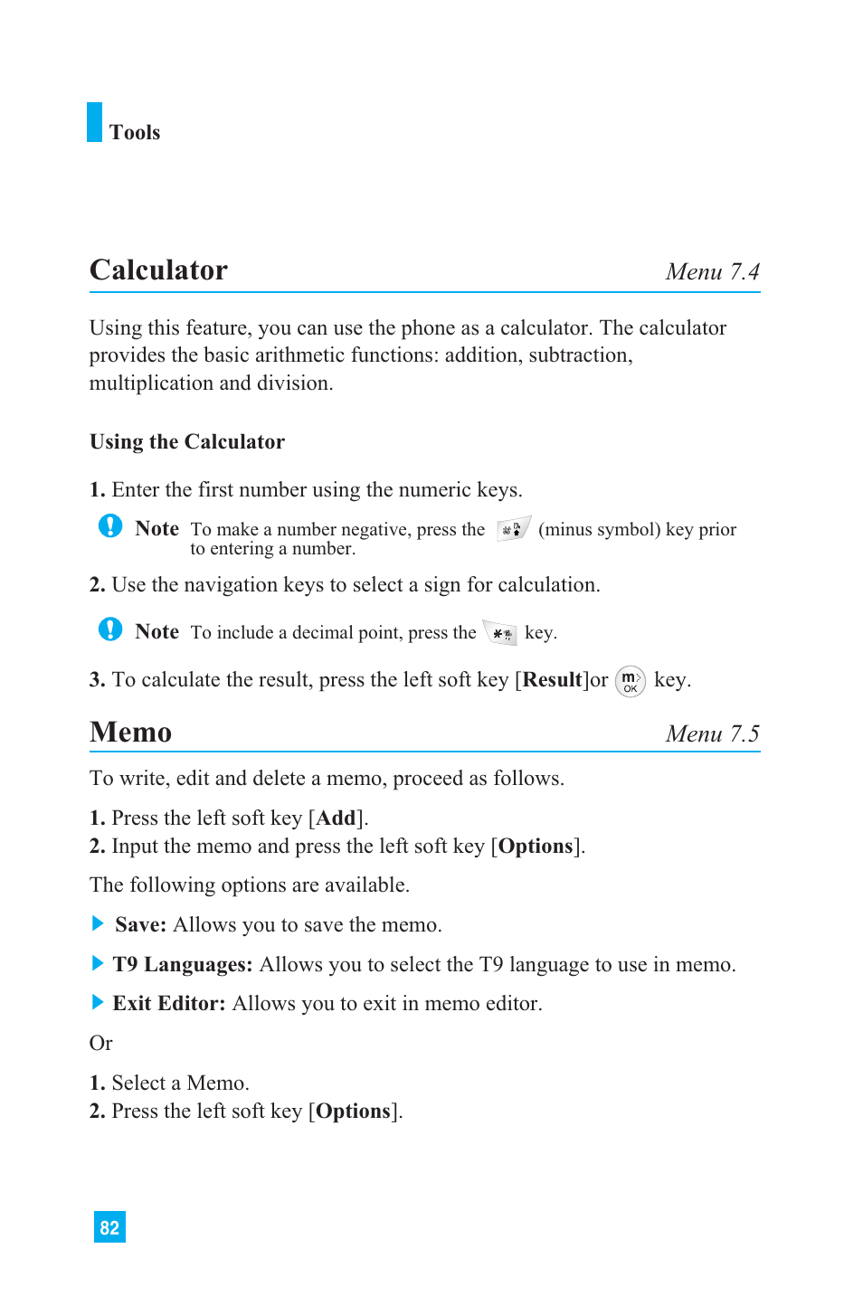 Calculator | LG L1150 User Manual | Page 85 / 134