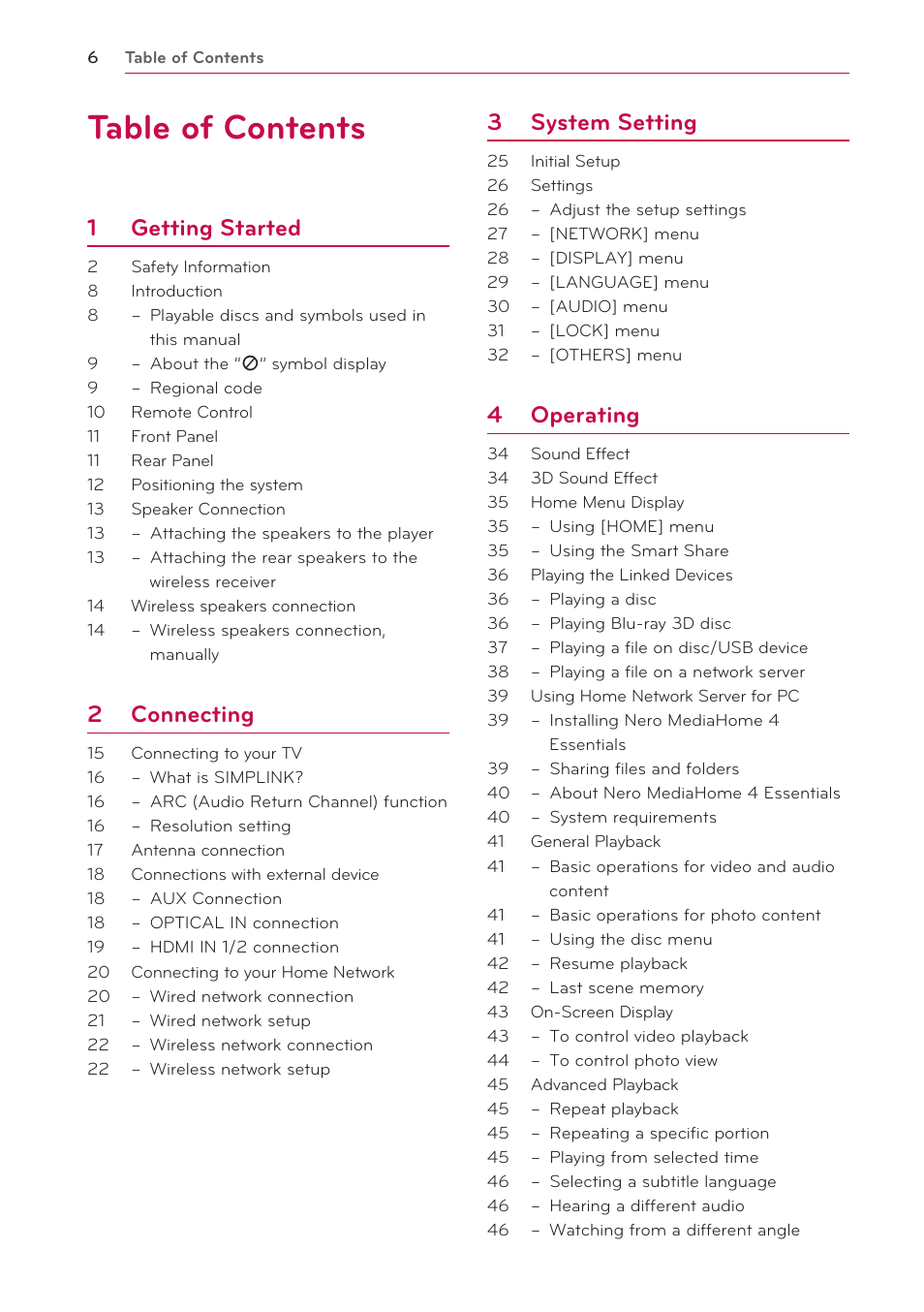 LG BH9230BW User Manual | Page 6 / 84