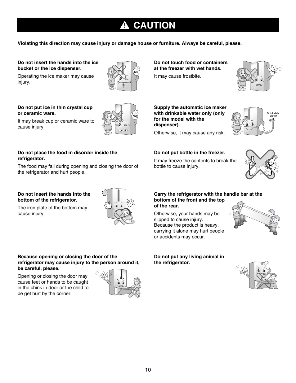 Caution | LG LFC25770ST User Manual | Page 10 / 37