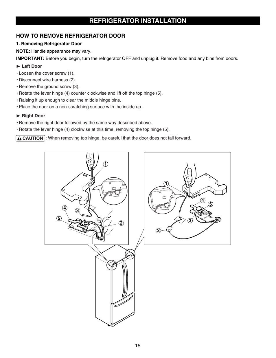 Refrigerator installation | LG LFC25770ST User Manual | Page 15 / 37