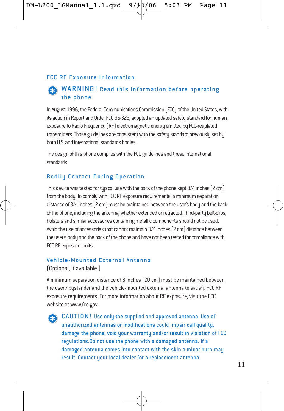 Wa r ning | LG DML200 User Manual | Page 13 / 123