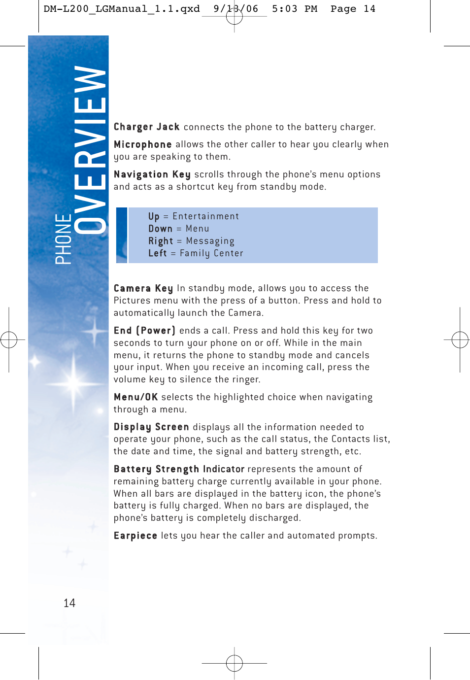 Overvi e w, Ph on e | LG DML200 User Manual | Page 16 / 123