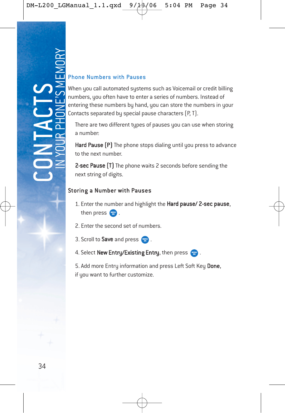 Co nt ac ts | LG DML200 User Manual | Page 36 / 123