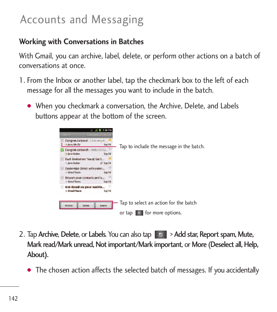 Accounts and messaging | LG LGL85C User Manual | Page 144 / 490