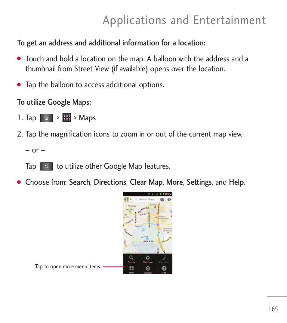 Applications and entertainment | LG LGL85C User Manual | Page 167 / 490