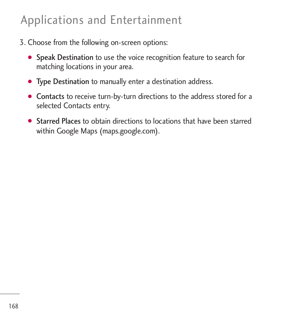 Applications and entertainment | LG LGL85C User Manual | Page 170 / 490