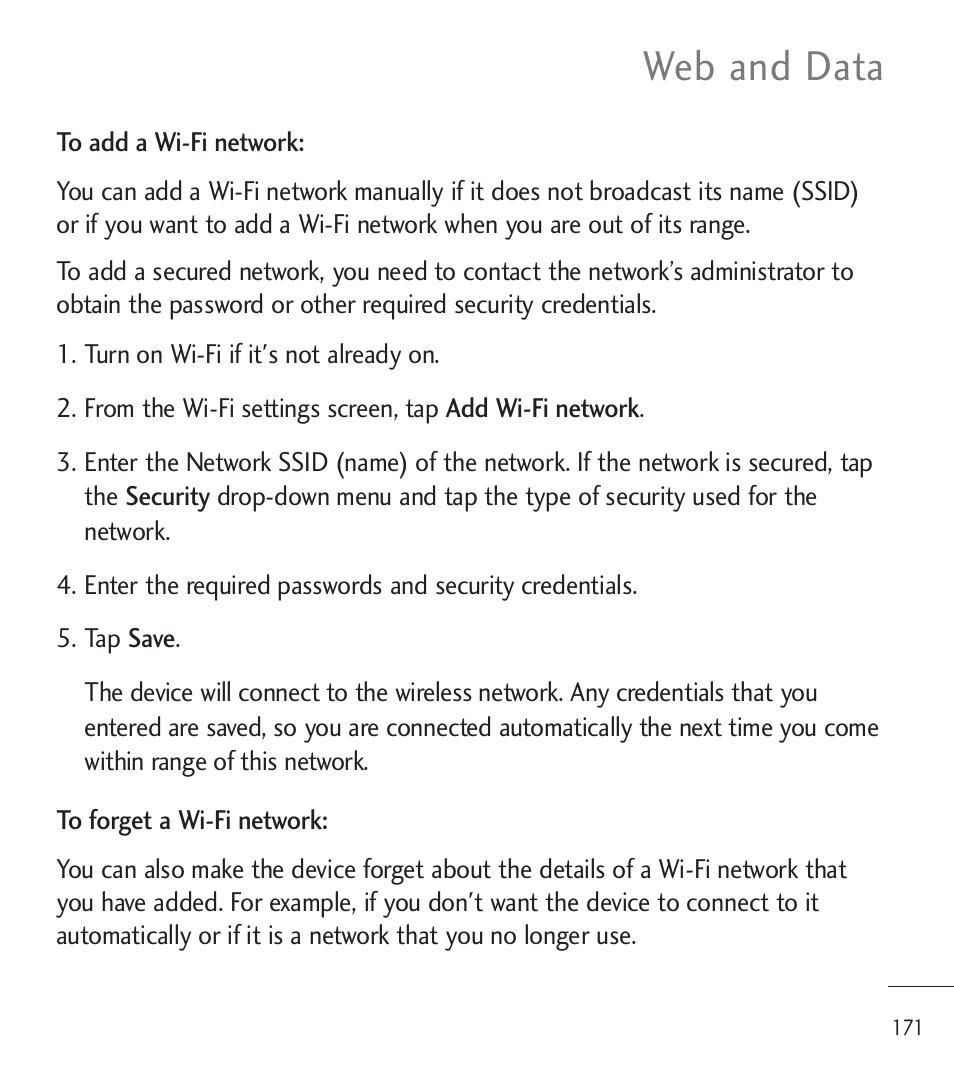 Web and data | LG LGL85C User Manual | Page 173 / 490