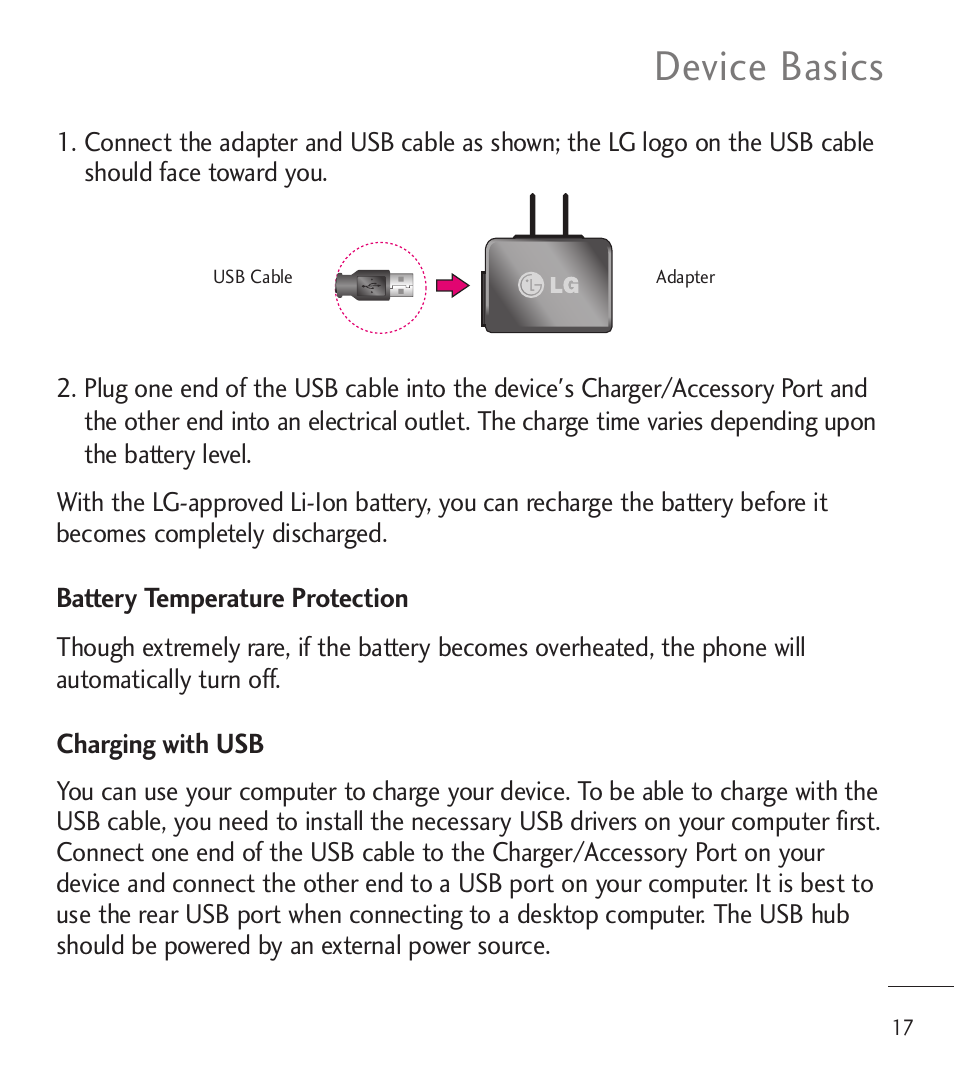 Device basics | LG LGL85C User Manual | Page 19 / 490