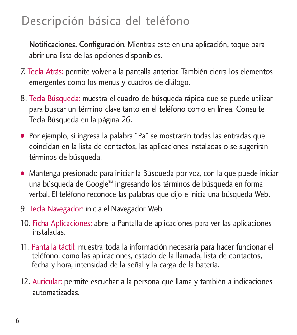 Descripción básica del teléfono | LG LGL85C User Manual | Page 245 / 490