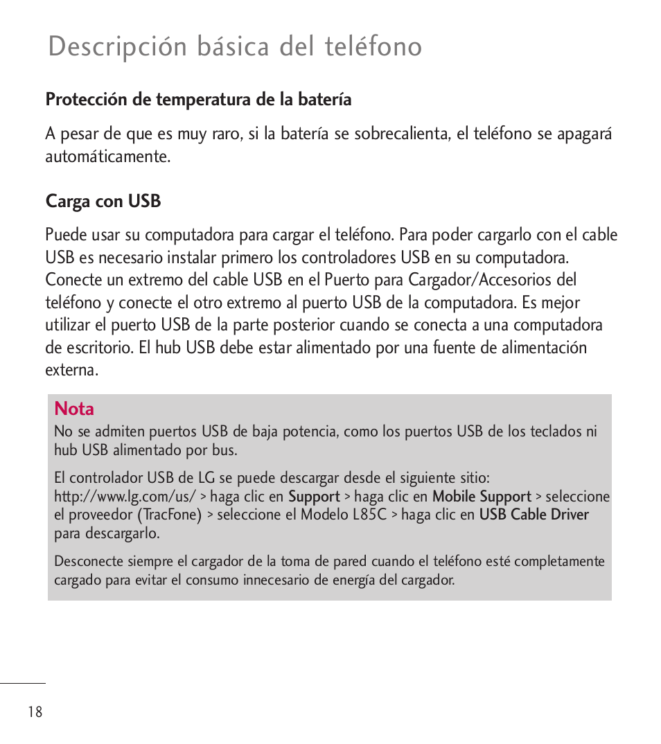 Descripción básica del teléfono | LG LGL85C User Manual | Page 257 / 490