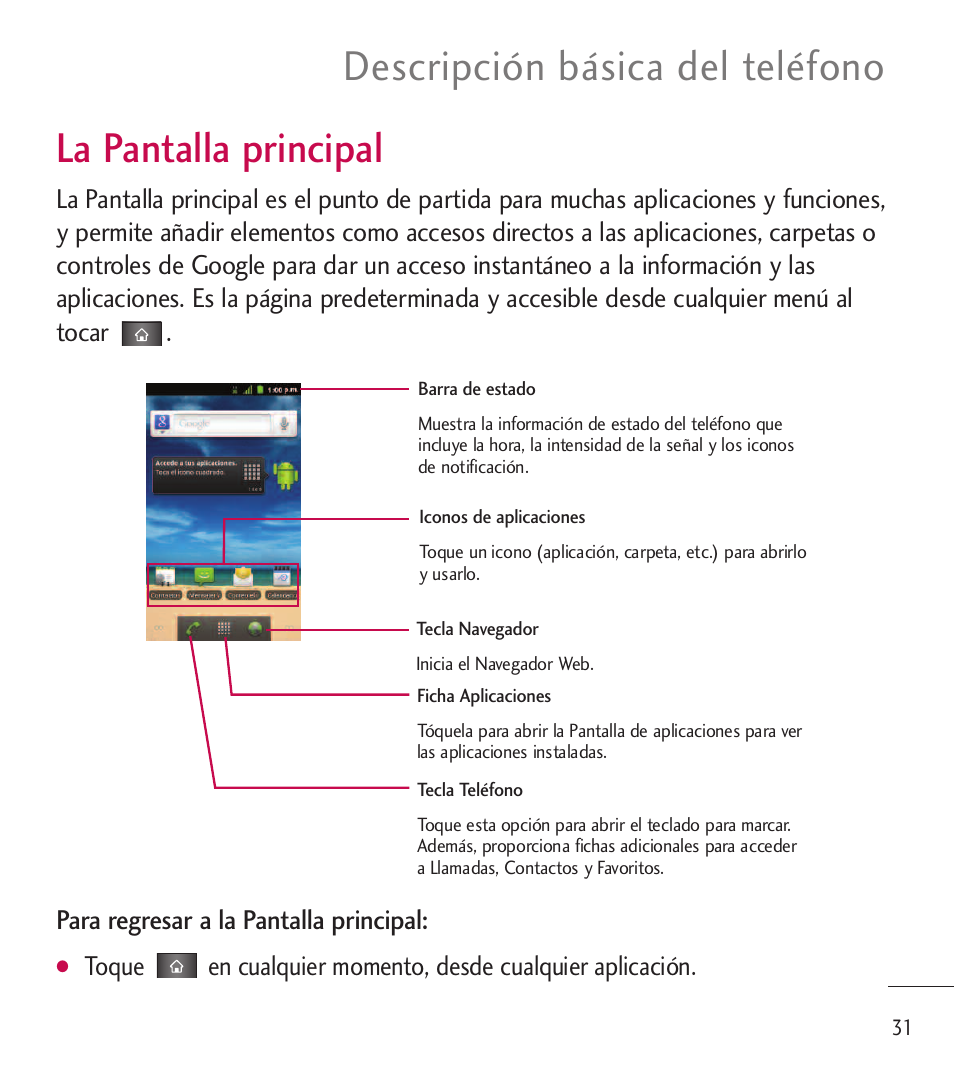 La pantalla principal | LG LGL85C User Manual | Page 270 / 490