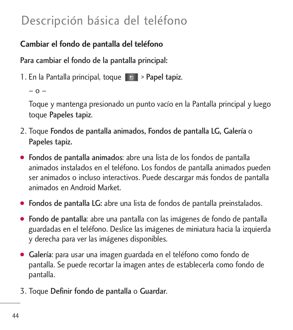 Descripción básica del teléfono | LG LGL85C User Manual | Page 283 / 490