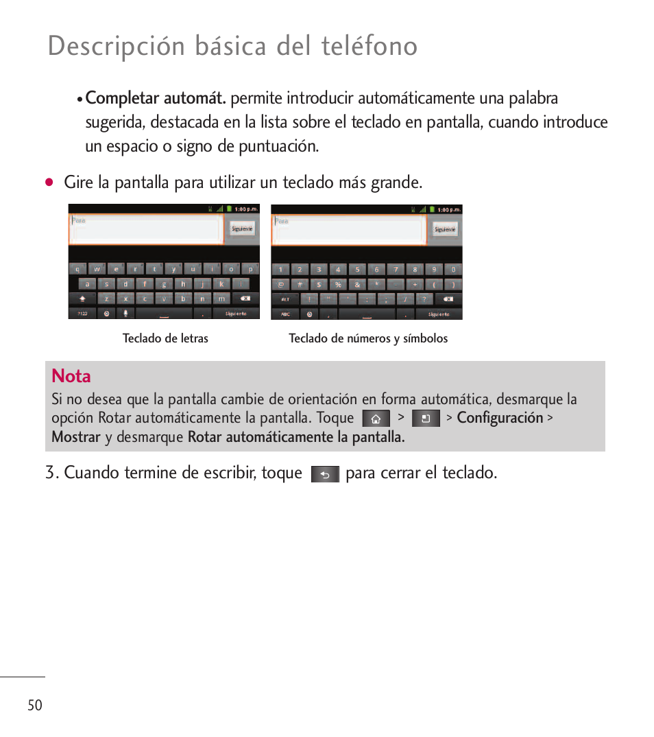 Descripción básica del teléfono, Nota | LG LGL85C User Manual | Page 289 / 490