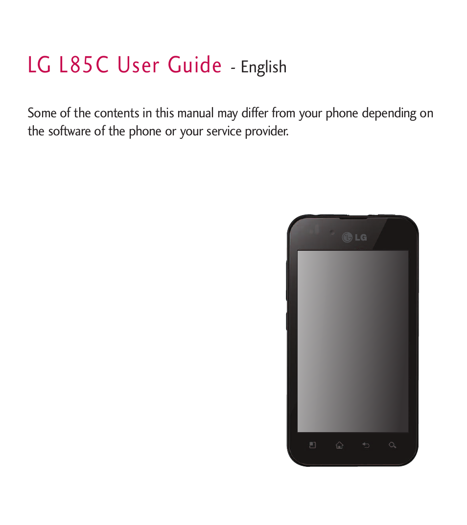Lg l85c user guide | LG LGL85C User Manual | Page 3 / 490