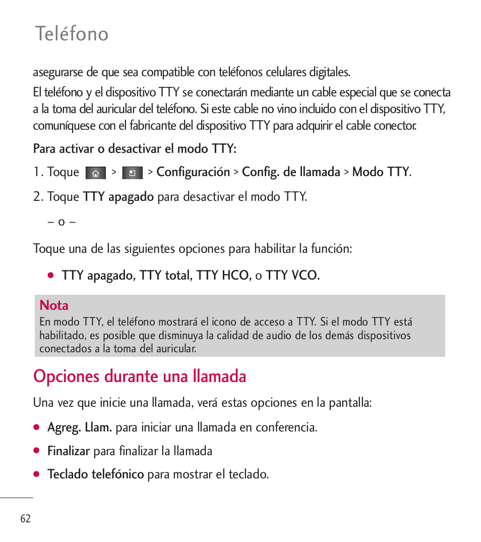 Teléfono, Opciones durante una llamada | LG LGL85C User Manual | Page 301 / 490