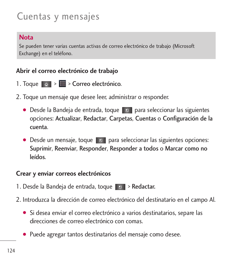 Cuentas y mensajes | LG LGL85C User Manual | Page 363 / 490