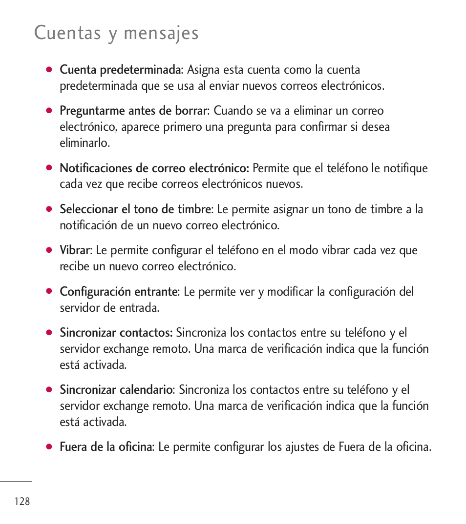 Cuentas y mensajes | LG LGL85C User Manual | Page 367 / 490