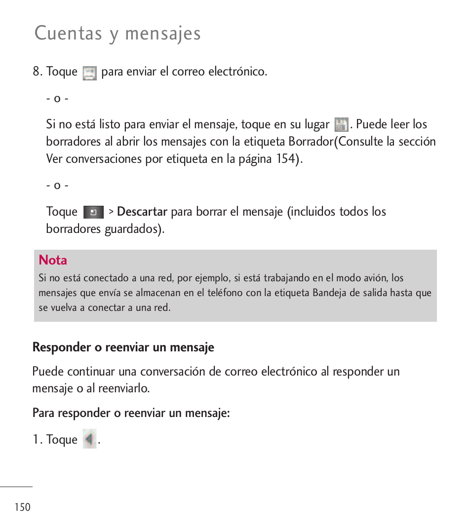 Cuentas y mensajes | LG LGL85C User Manual | Page 389 / 490