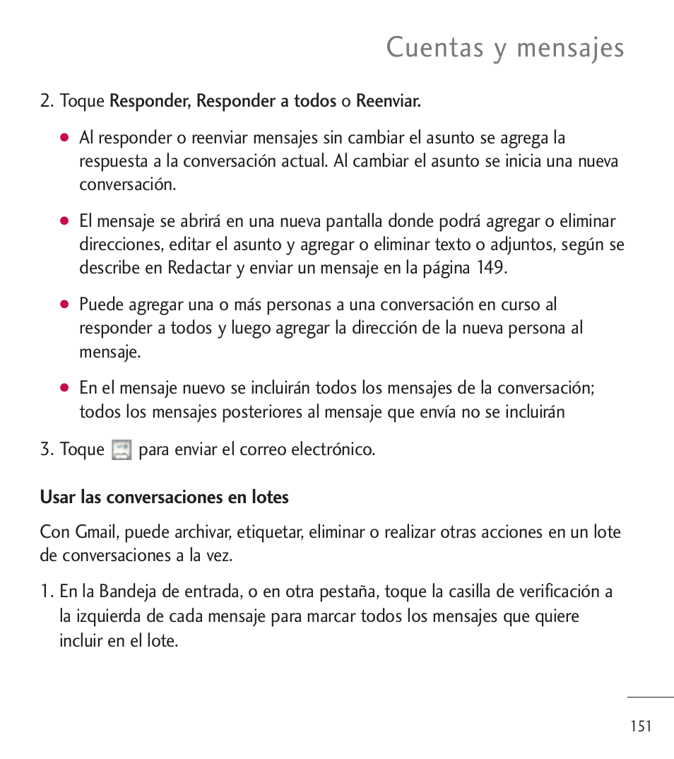 Cuentas y mensajes | LG LGL85C User Manual | Page 390 / 490