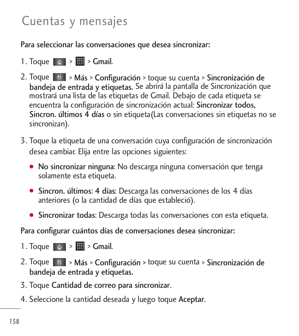 Cuentas y mensajes | LG LGL85C User Manual | Page 397 / 490