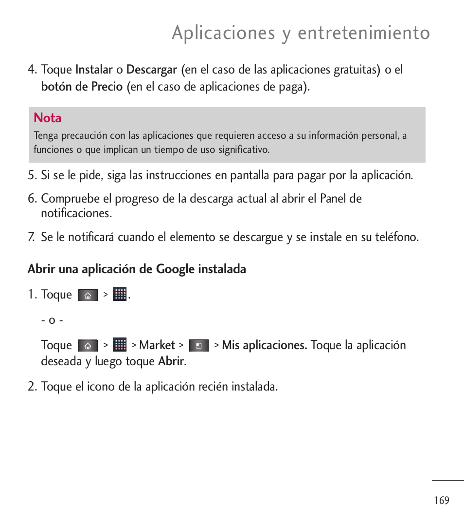 Aplicaciones y entretenimiento | LG LGL85C User Manual | Page 408 / 490