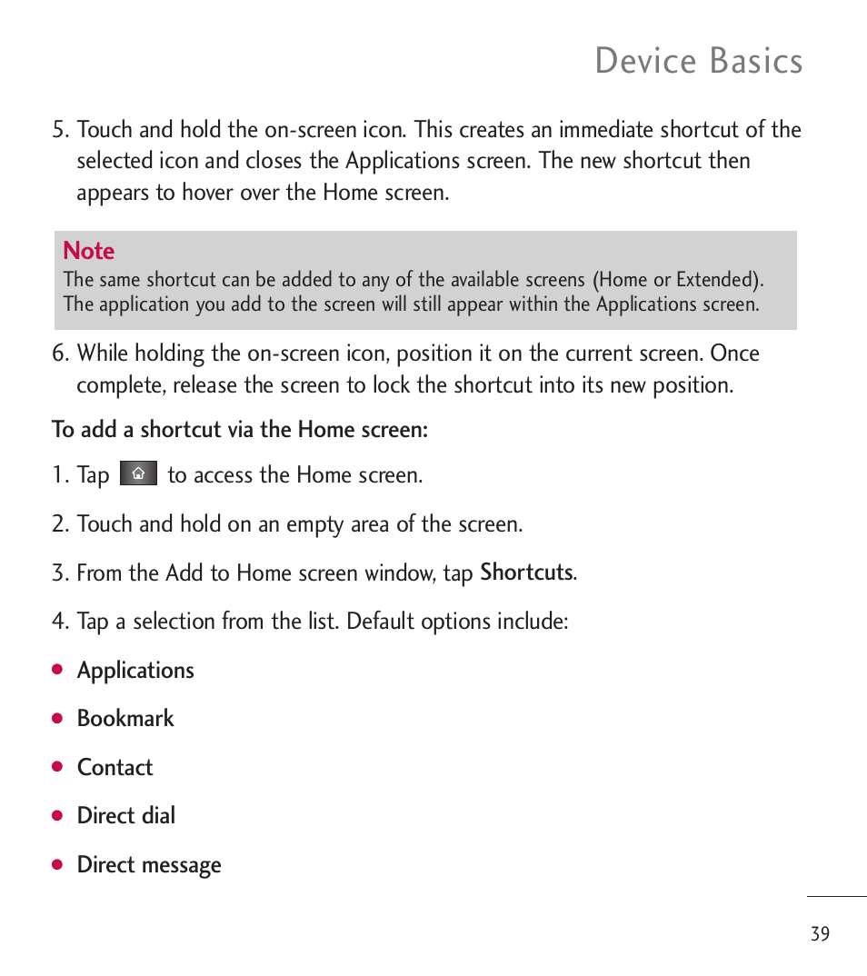 Device basics | LG LGL85C User Manual | Page 41 / 490