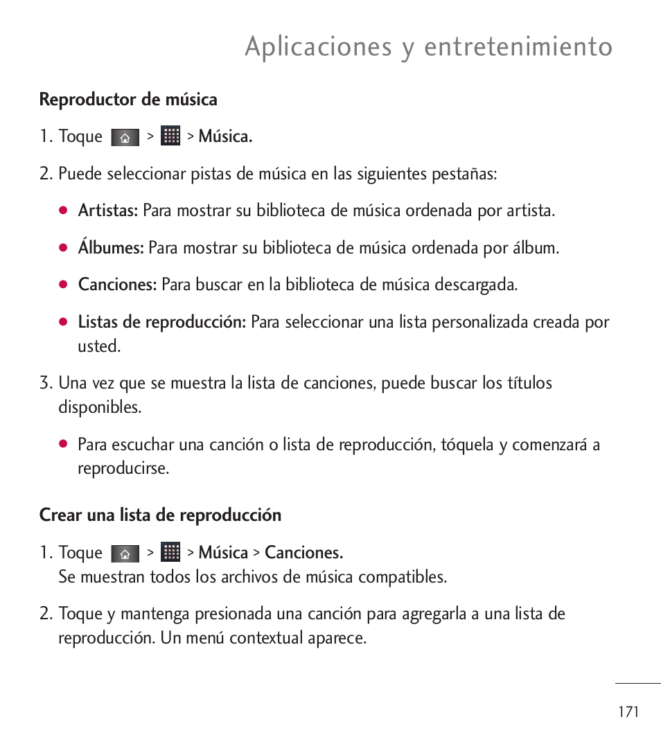 Aplicaciones y entretenimiento | LG LGL85C User Manual | Page 410 / 490