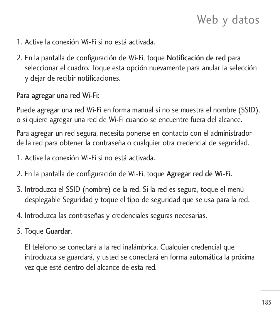 Web y datos | LG LGL85C User Manual | Page 422 / 490