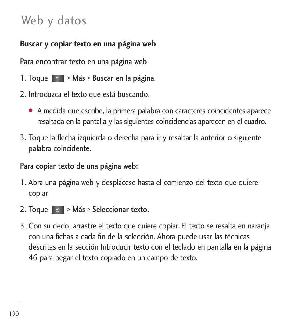 Web y datos | LG LGL85C User Manual | Page 429 / 490