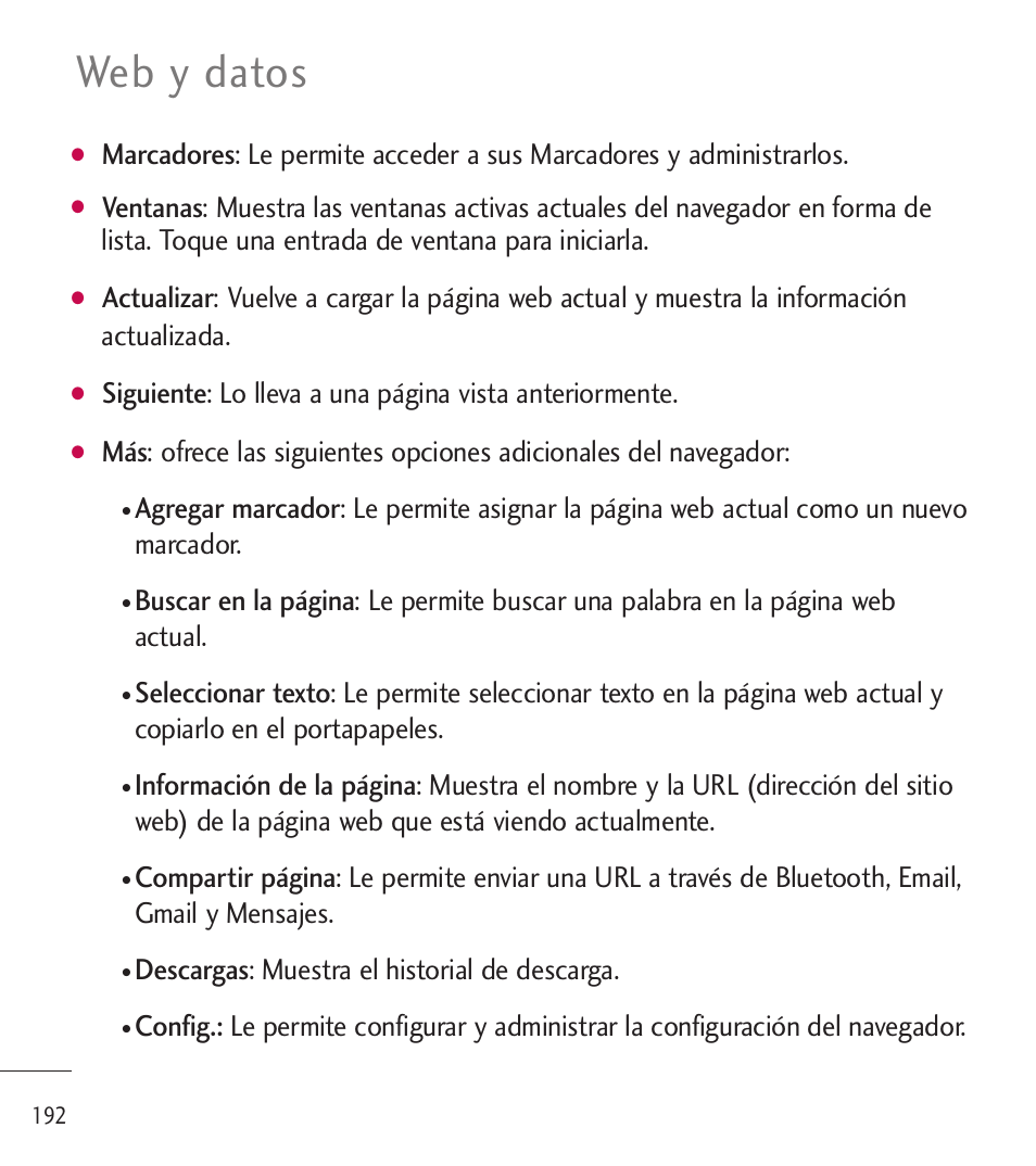 Web y datos, Descargas: muestra el historial de descarga | LG LGL85C User Manual | Page 431 / 490