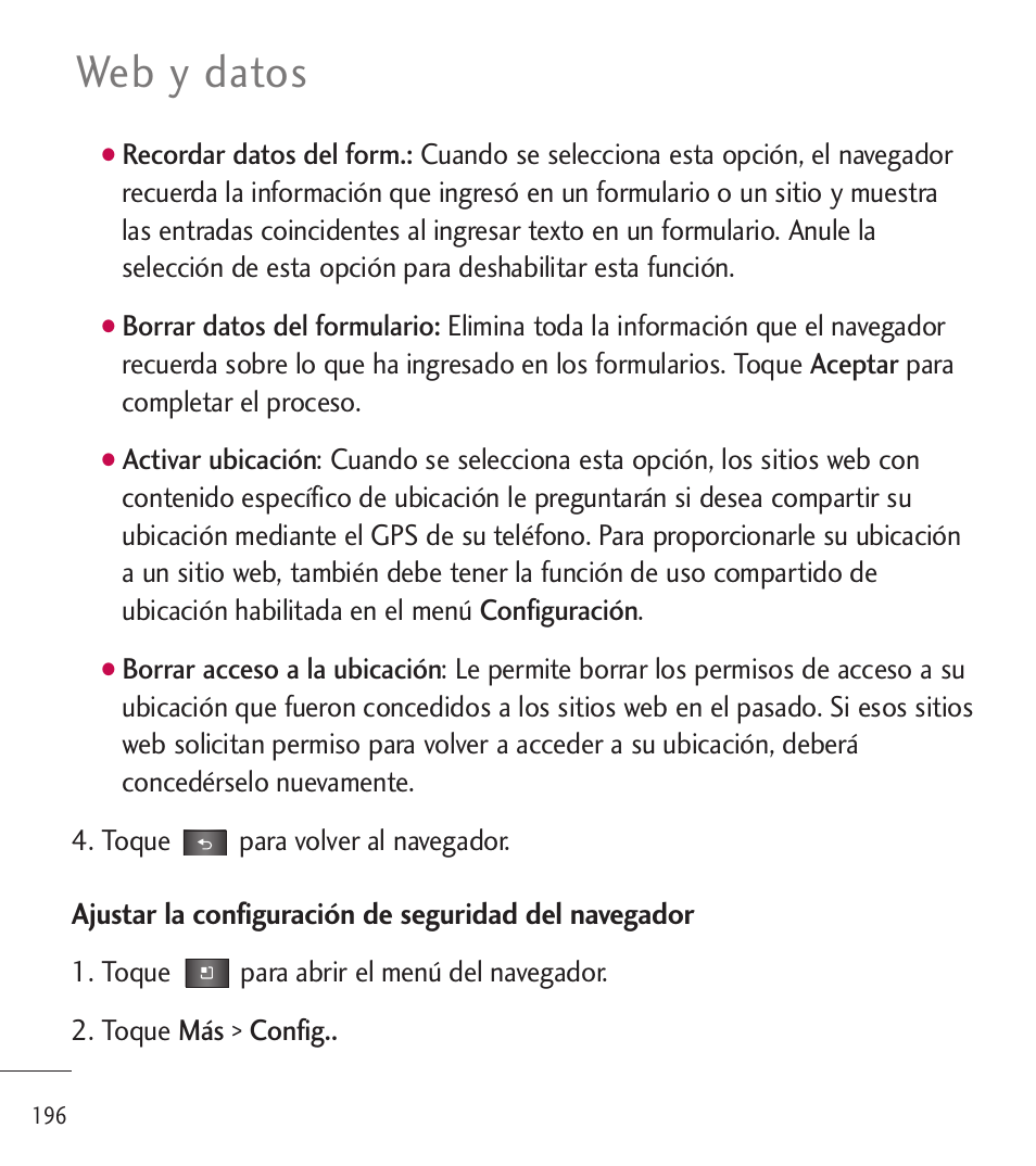 Web y datos | LG LGL85C User Manual | Page 435 / 490