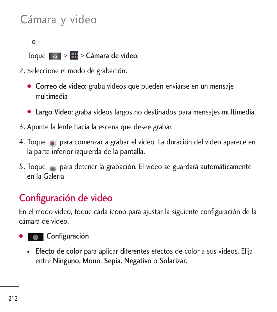 Cámara y video, Configuración de video | LG LGL85C User Manual | Page 451 / 490