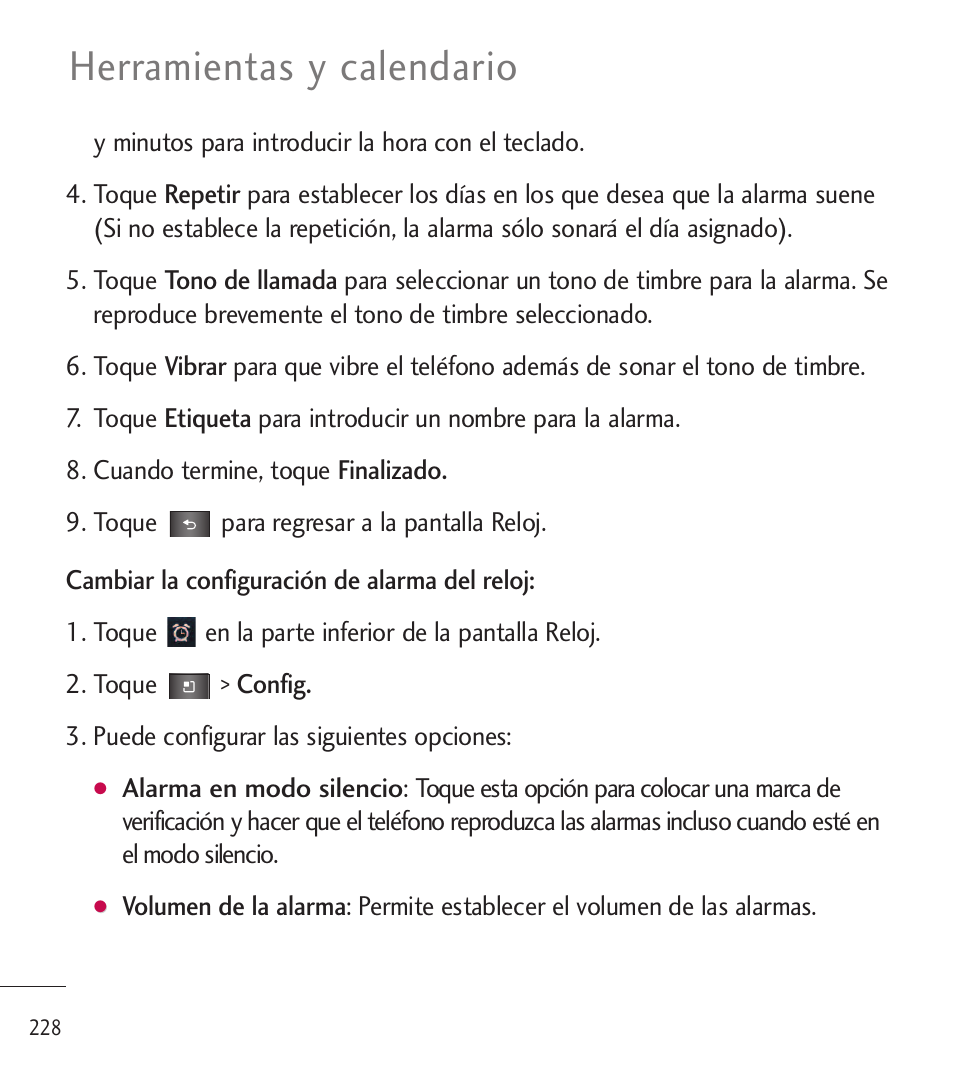 Herramientas y calendario | LG LGL85C User Manual | Page 467 / 490