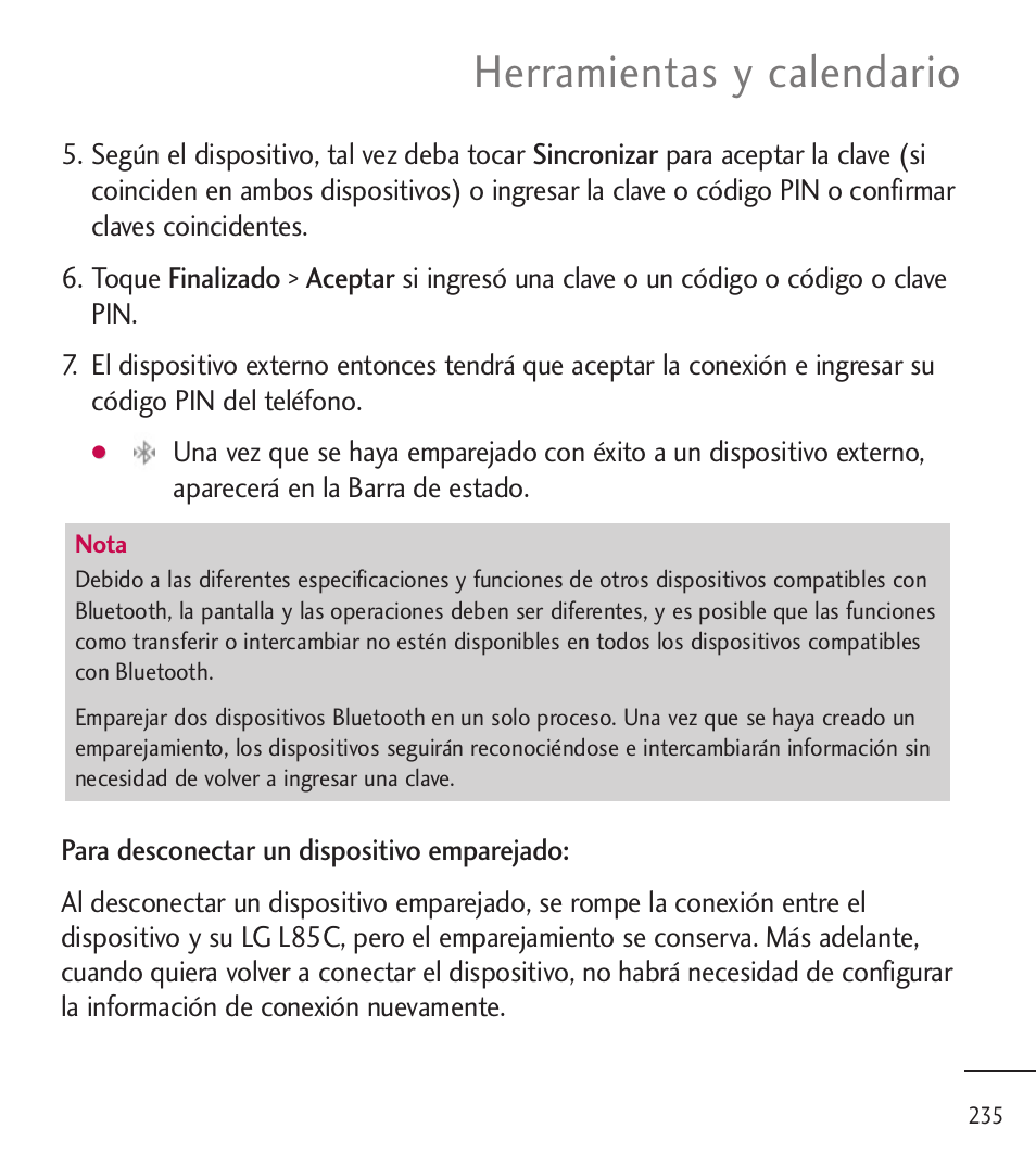 Herramientas y calendario | LG LGL85C User Manual | Page 474 / 490