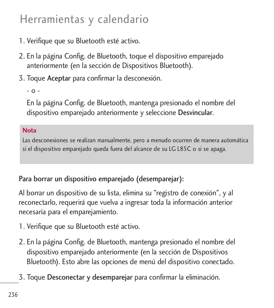 Herramientas y calendario | LG LGL85C User Manual | Page 475 / 490